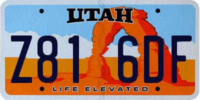 UT license plate Z816DF