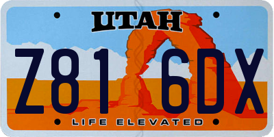 UT license plate Z816DX