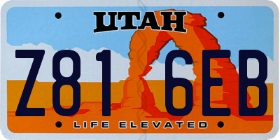 UT license plate Z816EB