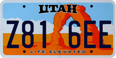 UT license plate Z816EE