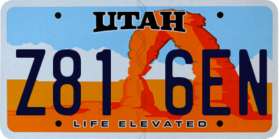 UT license plate Z816EN