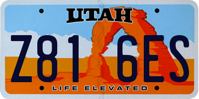 UT license plate Z816ES