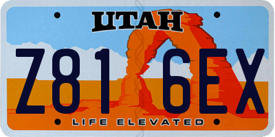 UT license plate Z816EX