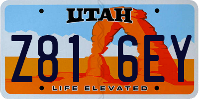 UT license plate Z816EY
