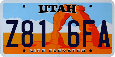 UT license plate Z816FA