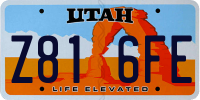 UT license plate Z816FE