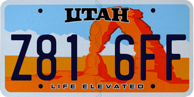 UT license plate Z816FF