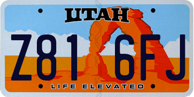 UT license plate Z816FJ