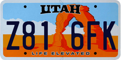 UT license plate Z816FK