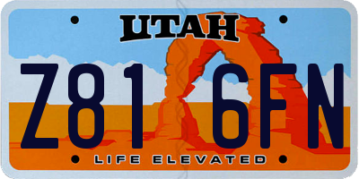 UT license plate Z816FN