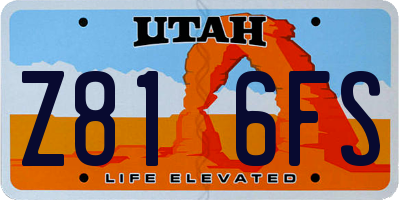 UT license plate Z816FS