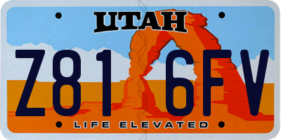 UT license plate Z816FV
