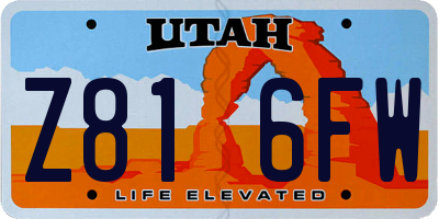 UT license plate Z816FW