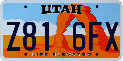 UT license plate Z816FX