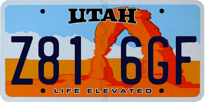 UT license plate Z816GF