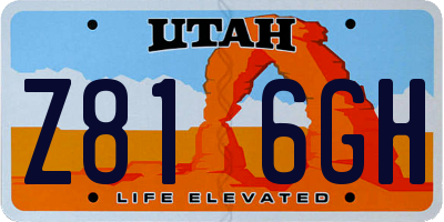 UT license plate Z816GH