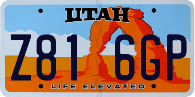 UT license plate Z816GP
