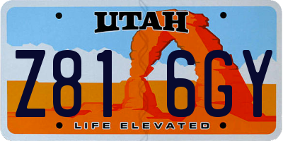UT license plate Z816GY