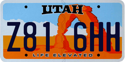 UT license plate Z816HH