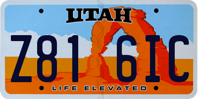 UT license plate Z816IC
