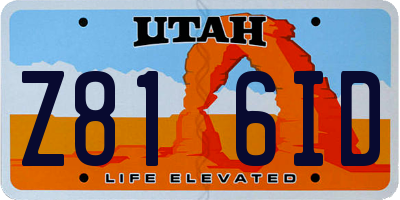UT license plate Z816ID
