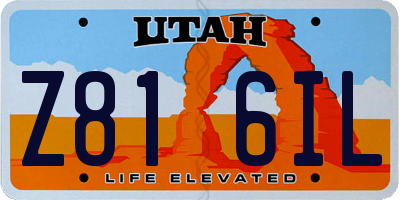 UT license plate Z816IL