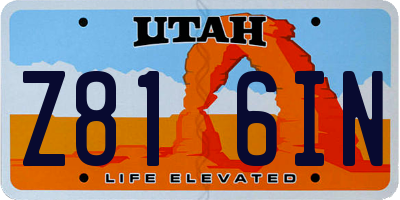 UT license plate Z816IN