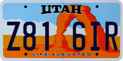 UT license plate Z816IR