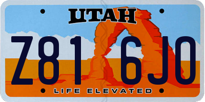 UT license plate Z816JO