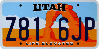 UT license plate Z816JP