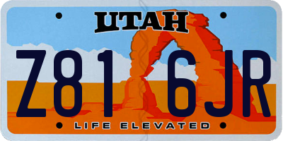 UT license plate Z816JR
