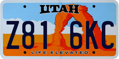 UT license plate Z816KC