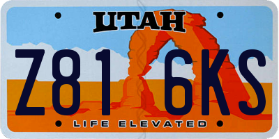 UT license plate Z816KS
