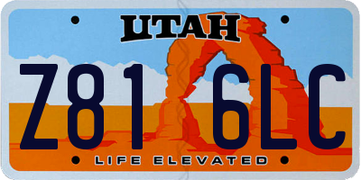UT license plate Z816LC