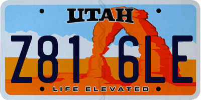 UT license plate Z816LE