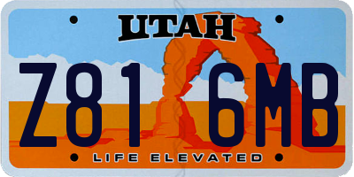 UT license plate Z816MB