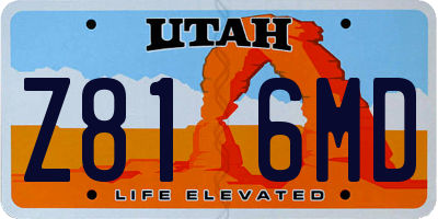 UT license plate Z816MD