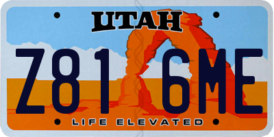 UT license plate Z816ME