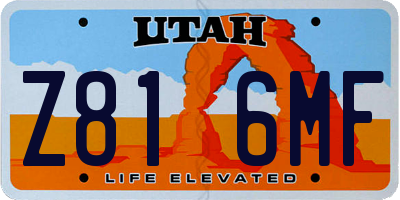 UT license plate Z816MF