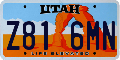 UT license plate Z816MN