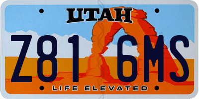 UT license plate Z816MS