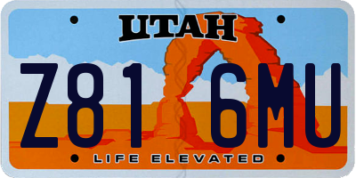 UT license plate Z816MU