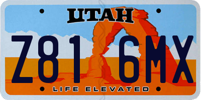 UT license plate Z816MX