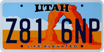 UT license plate Z816NP