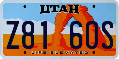 UT license plate Z816OS