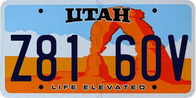 UT license plate Z816OV