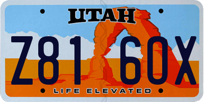 UT license plate Z816OX