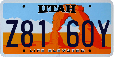 UT license plate Z816OY