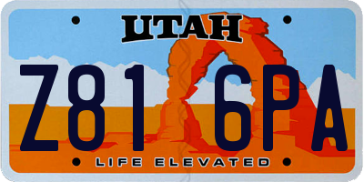 UT license plate Z816PA