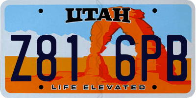 UT license plate Z816PB